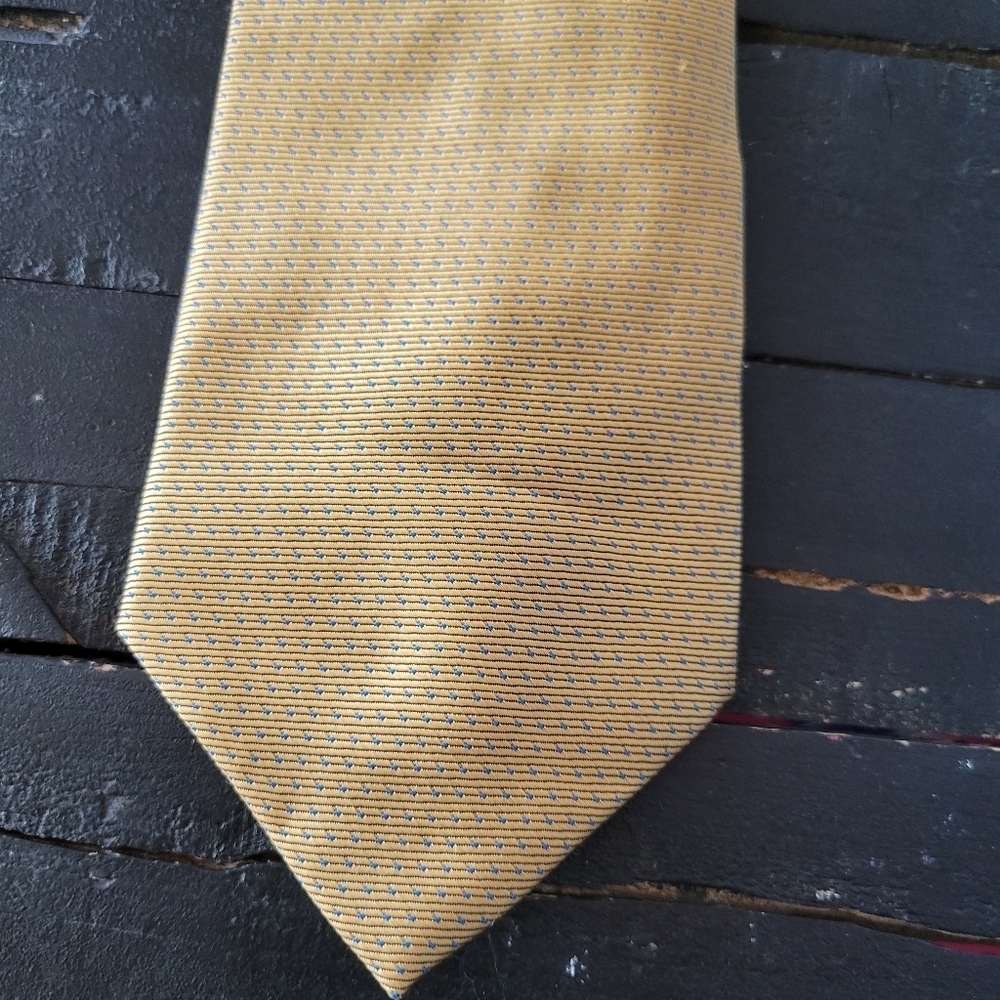 Valeria Boldi Made in Italy Gold Blue Micro Pattern Men's Tie Dressy